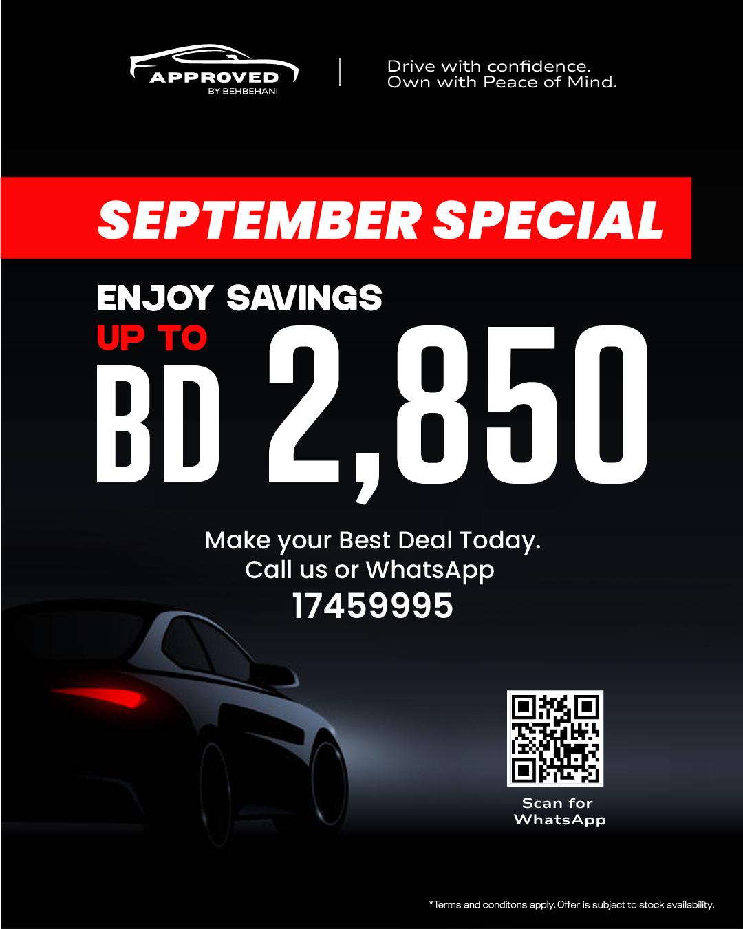 Enjoy exclusive offers this September with Approved by Behbehani